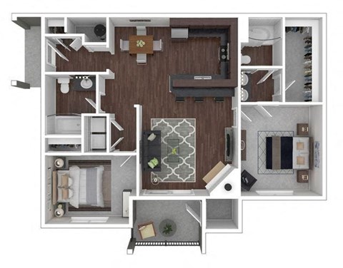 Floor plan for 2 beds, 2 baths, 1120 sqft